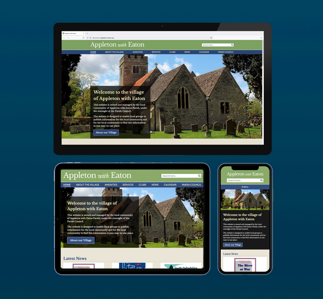 Appleton with Eaton Website - clean, modern, responsive design on desktop and mobile devices. Website Design by Pete Borlace and Website Development by DarkWhite Digital